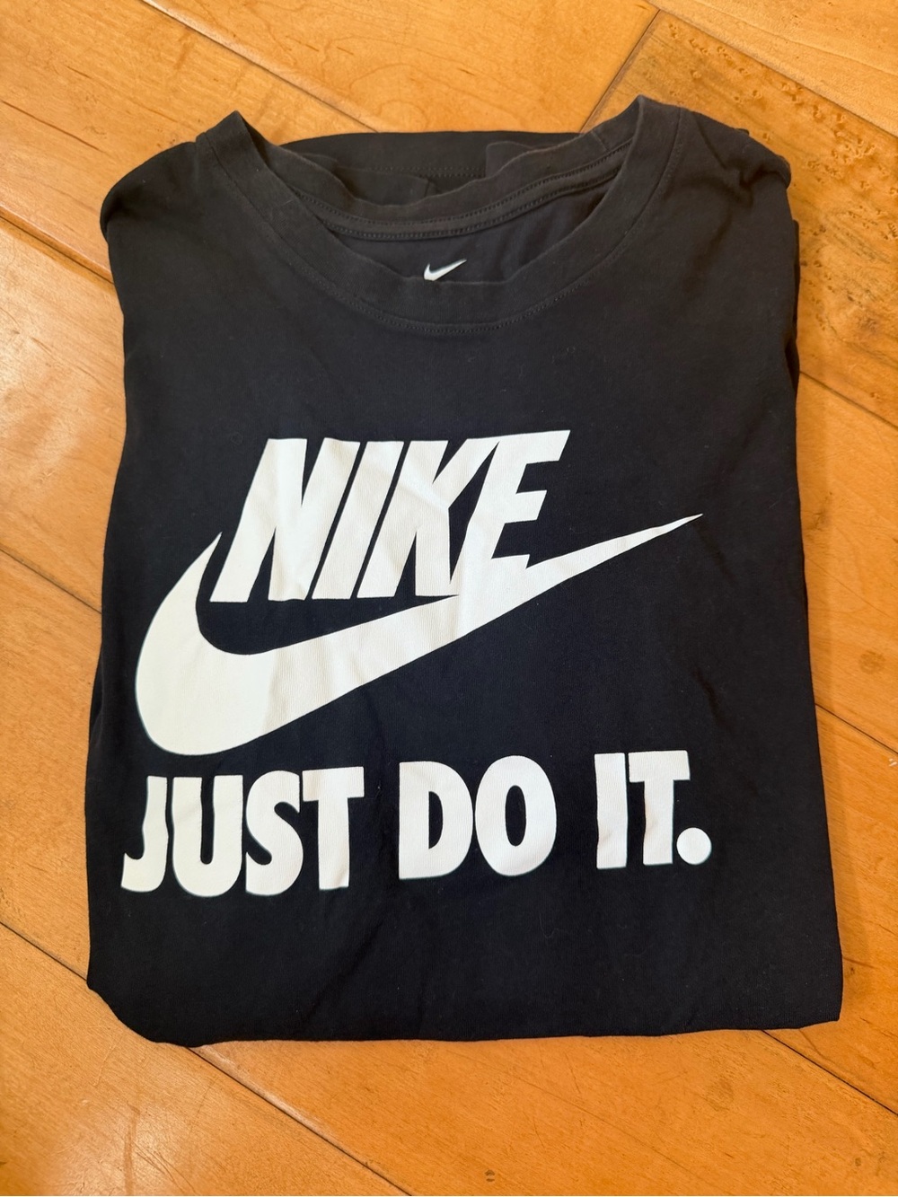 Nike Black Short Sleeve Tee with White Swoosh & 'Just Do It.' Graphic